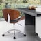 Armen Living Daphne Modern Office Chair In Chrome Finish with Gray Faux Leather And Walnut Veneer Back LCDAOFCHGR - alternate 4